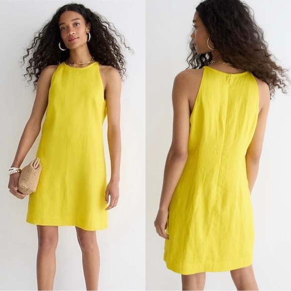 J. Crew Dresses & Skirts - J. Crew Maxine High Neck Shift Dress in Linen Yellow - XS